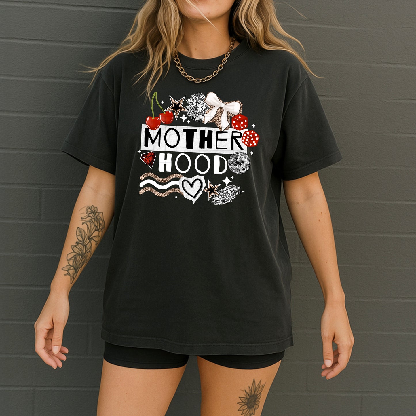 Red Mother Hood tee (white Ink)