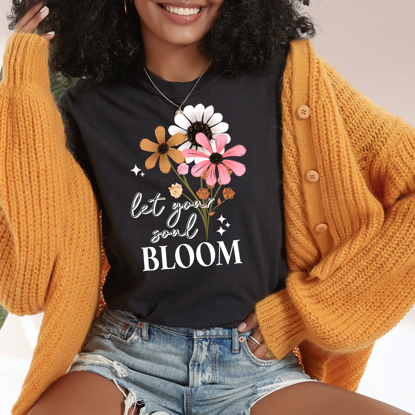 Let your soul bloom tee (White Ink)