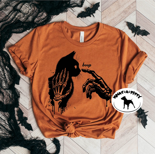 BOOP Skellie hands and black cat tee