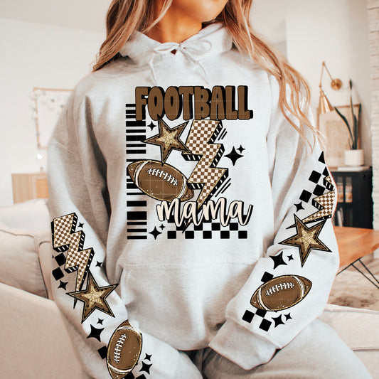 Football Mama sweatshirt with sleeve designs