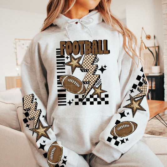 Football sweatshirt with sleeve designs