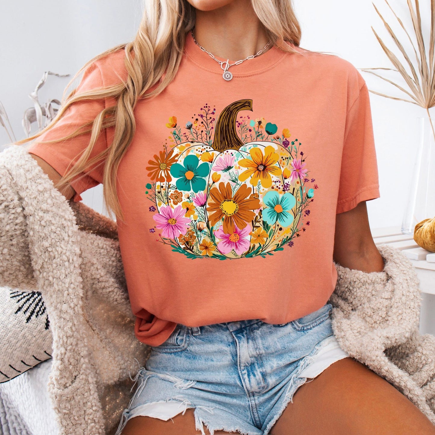Floral Pumpkin tee