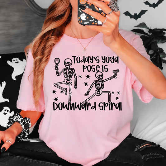 Todays yoga pose is downward spiral tee