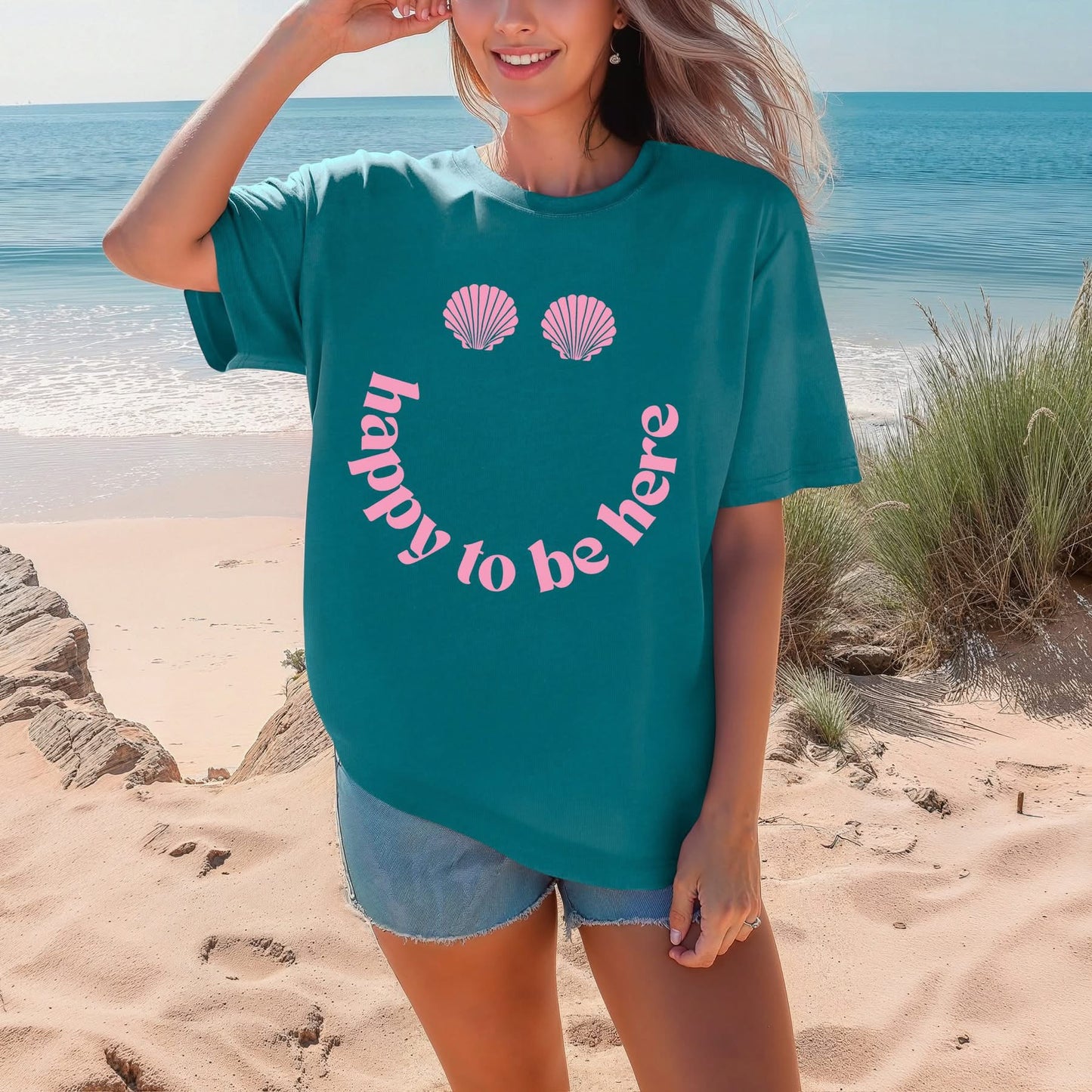 Happy to be here tee (Pink Ink)