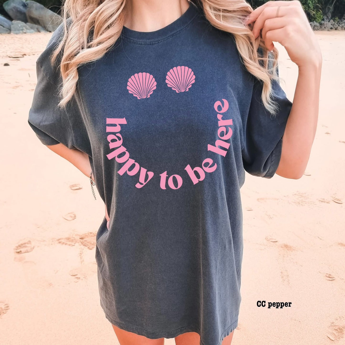 Happy to be here tee (Pink Ink)