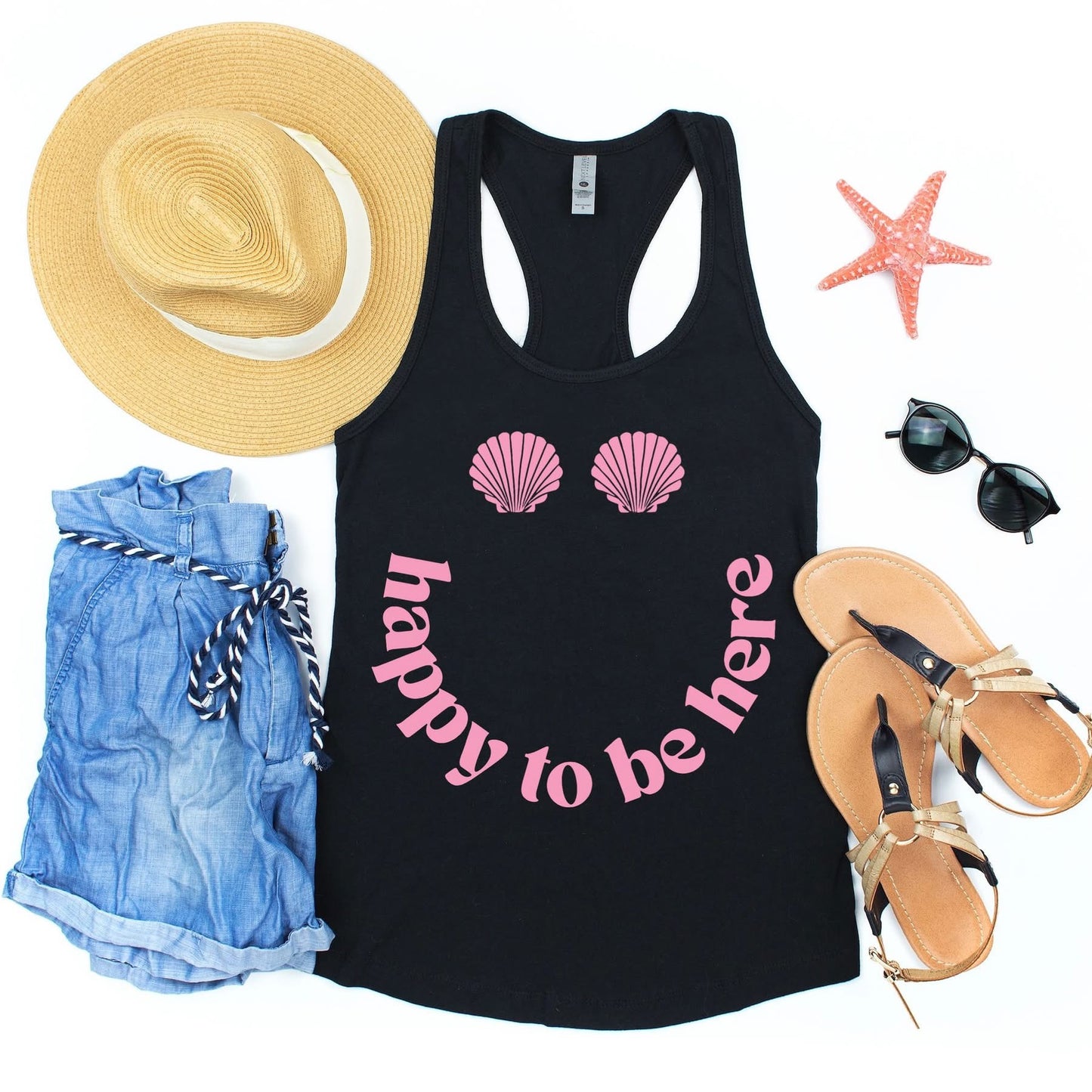 Happy to be here tee (Pink Ink)