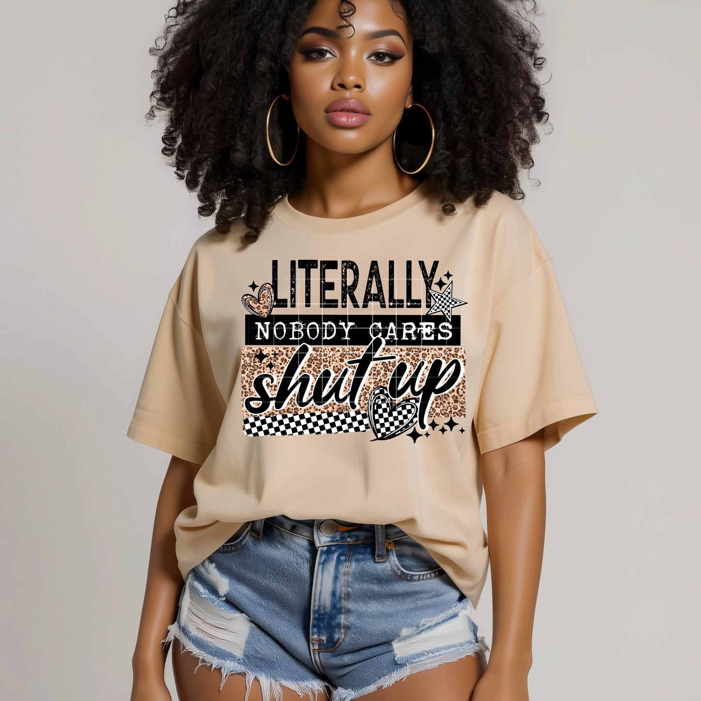 Literally No one Cares tee (black ink)