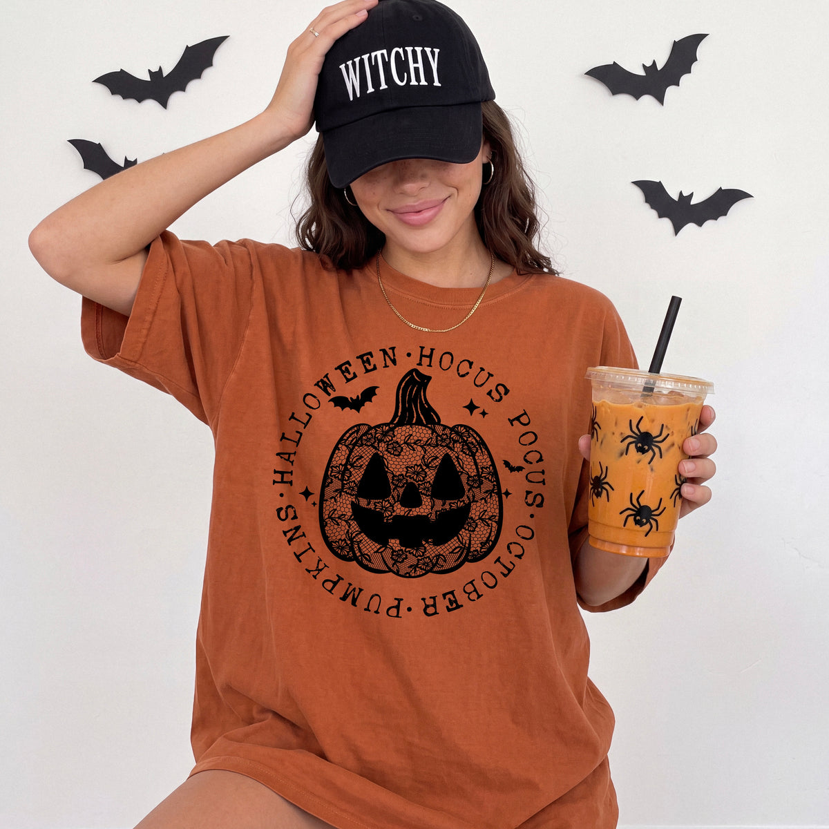 Faux Lace Pumpkin Circle tee (Black Ink)