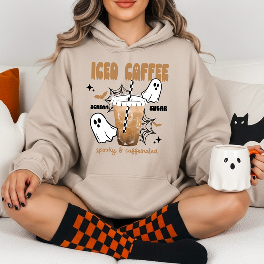 Iced Coffee Spooky & Caffeinated tee (Black Ink)