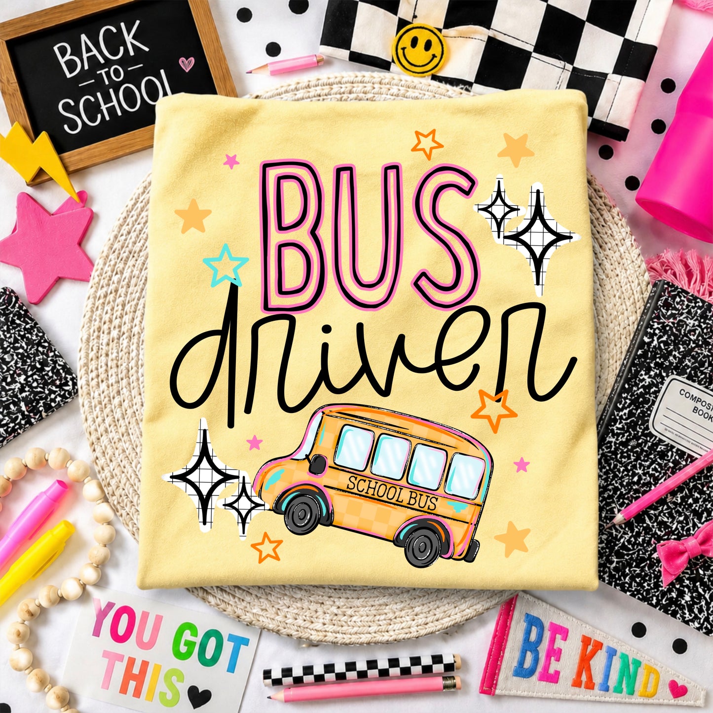 School Bus Driver Stars tee