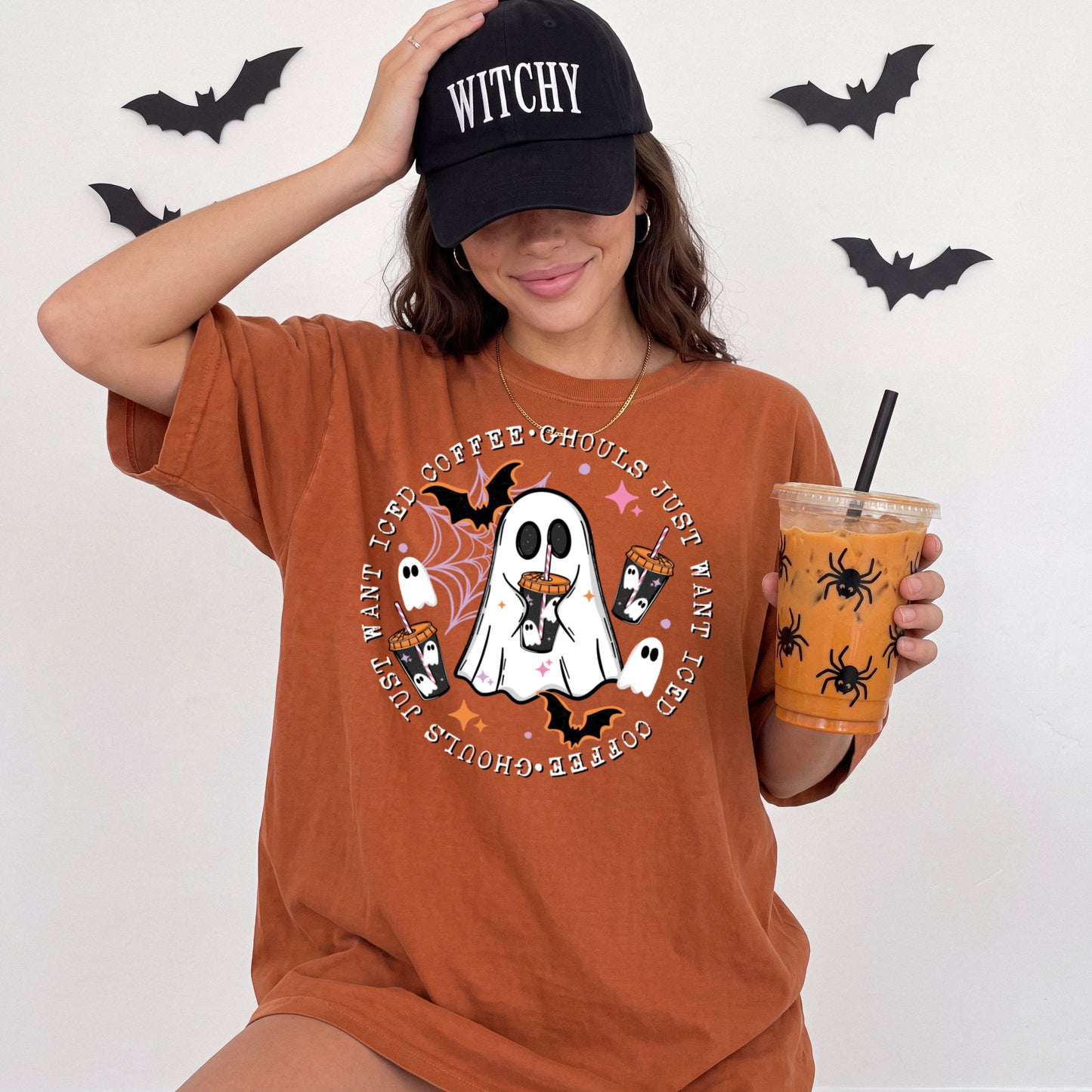 Ghouls just want Iced Coffee tee (White Ink)