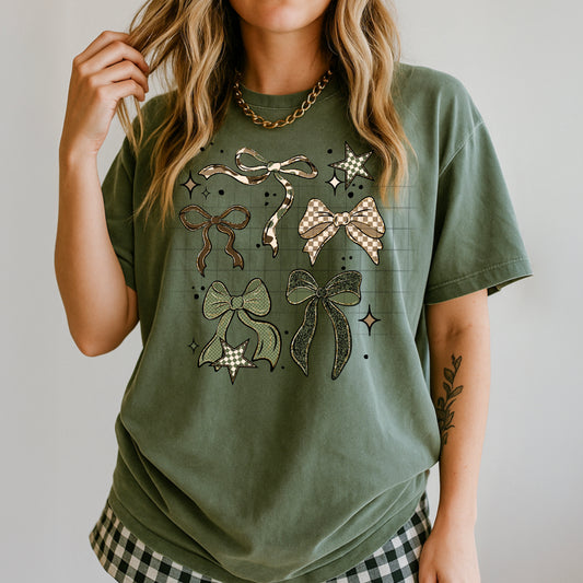 Military Green Coquette Bows tee