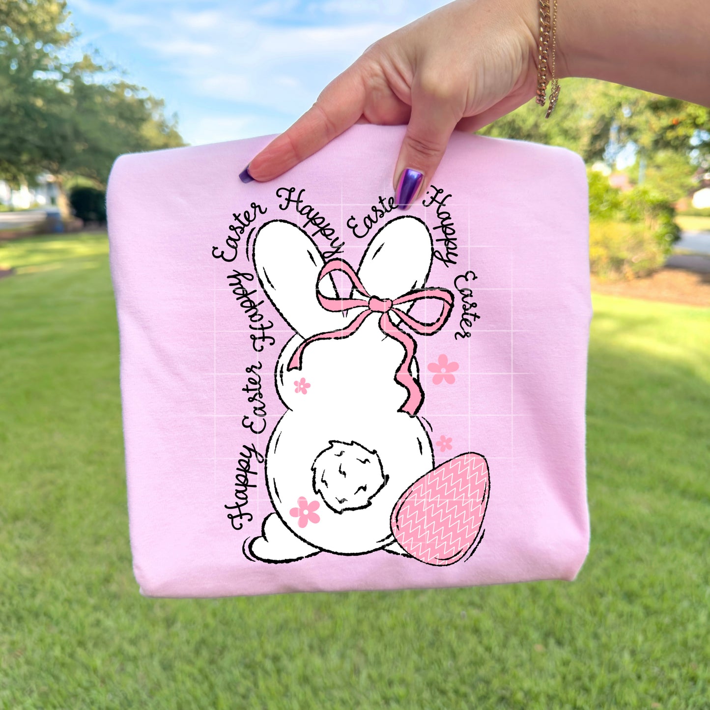 Happy Easter Pink & White Bunny tee