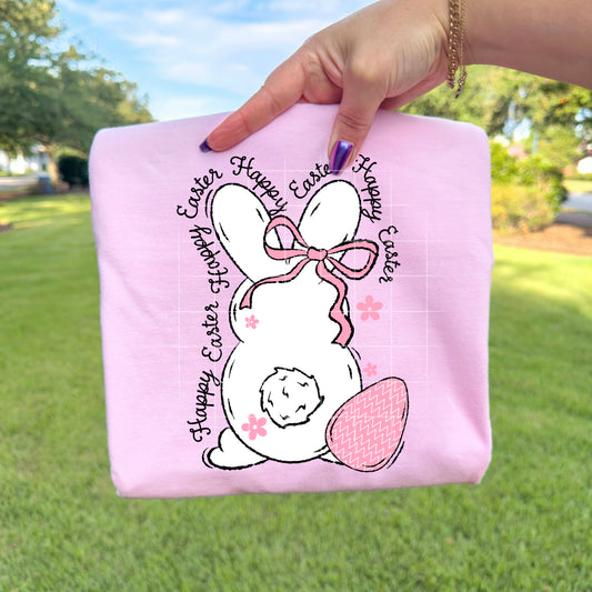Happy Easter Pink & White Bunny tee