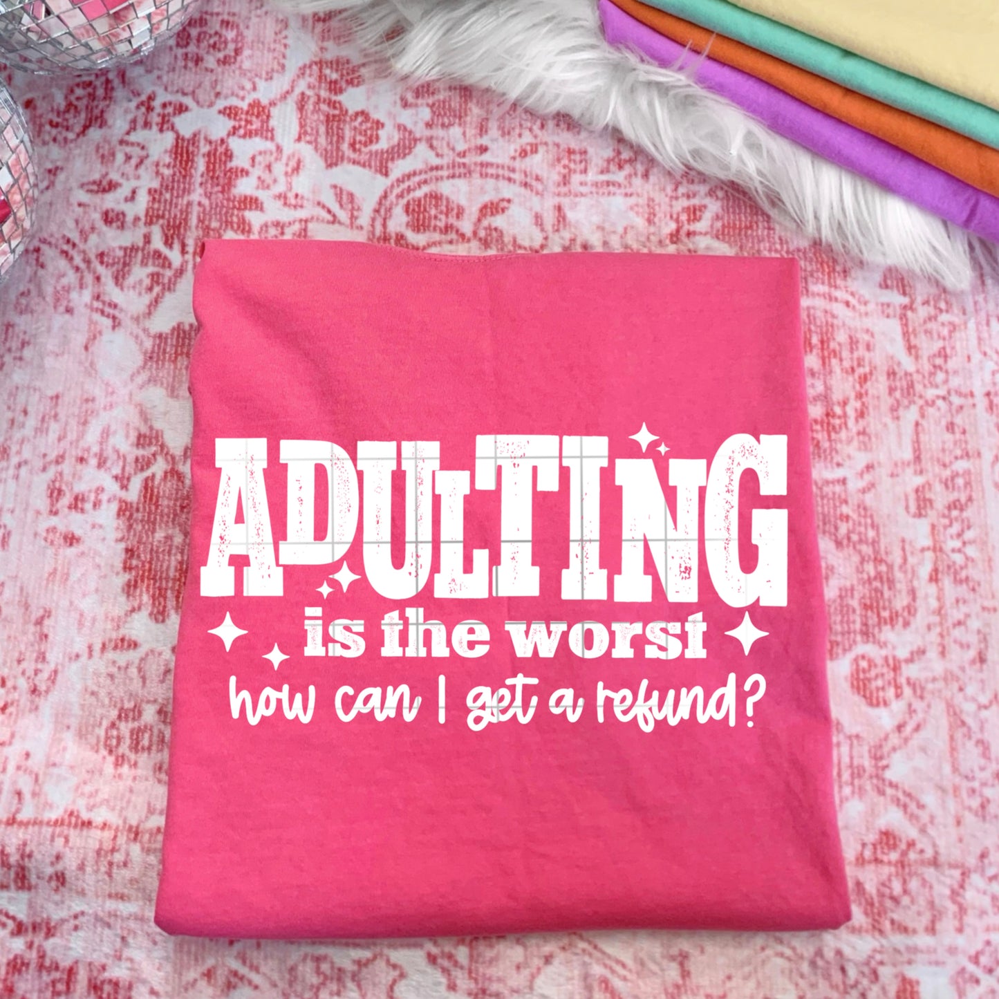 Adulting is the Worst tee (White Ink)