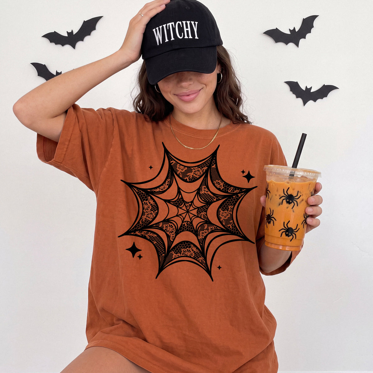 Faux Lace Spiderweb tee (Black Ink)