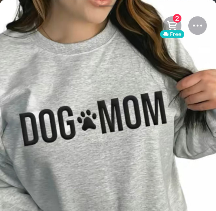 DOG MOM Black Puff Ink tee