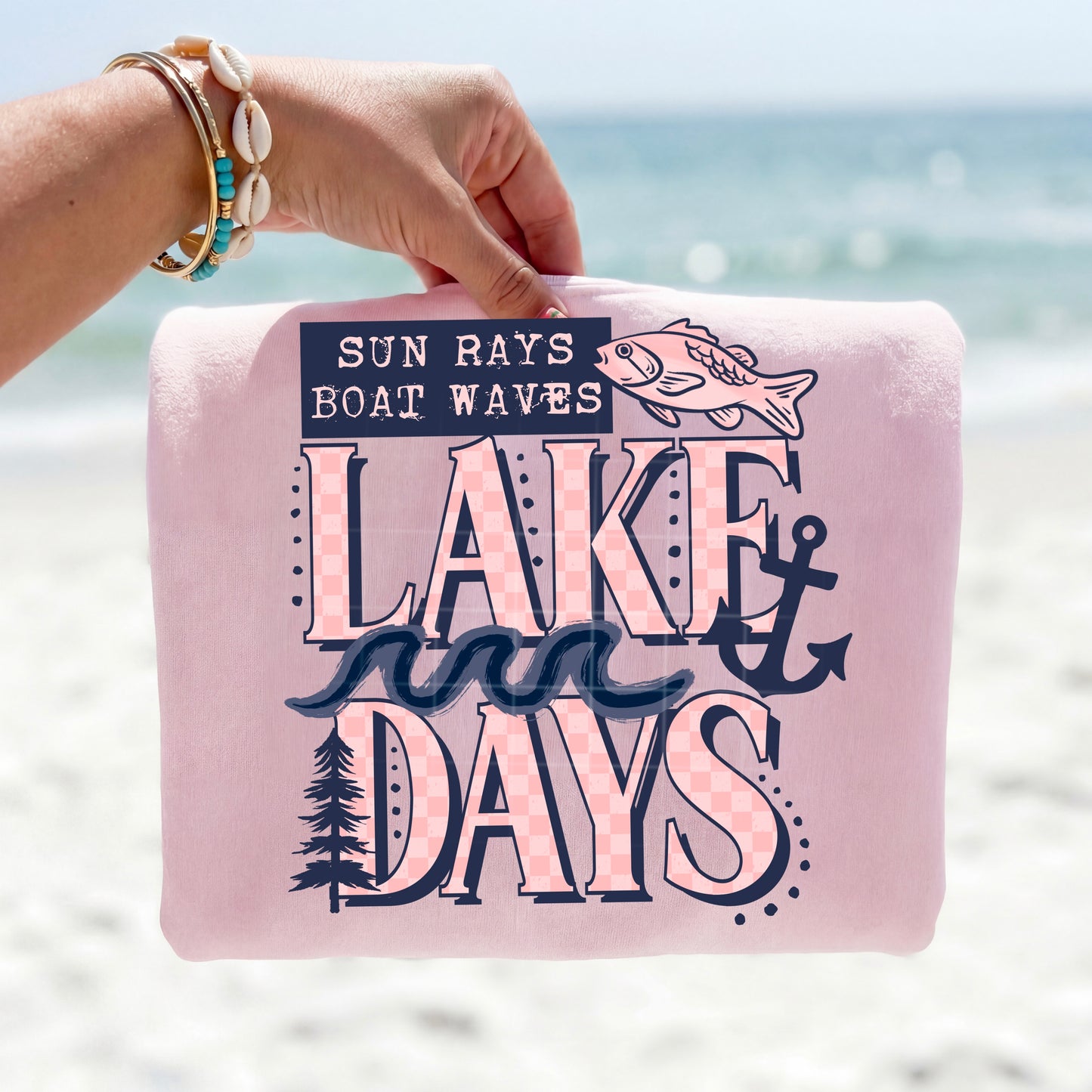 Lake Days tee (Pink & Navy)