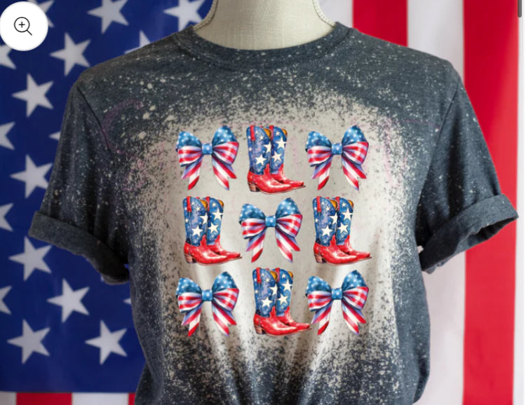 American Cowgirl boots and bows Coquette tee