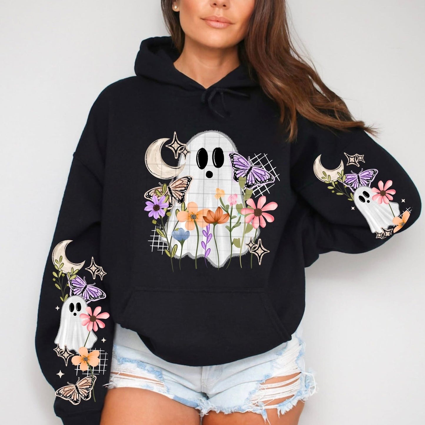 Spring Ghost sweatshirt with sleeve designs