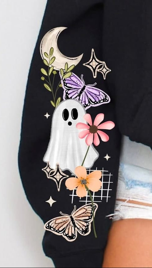 Spring Ghost sweatshirt with sleeve designs