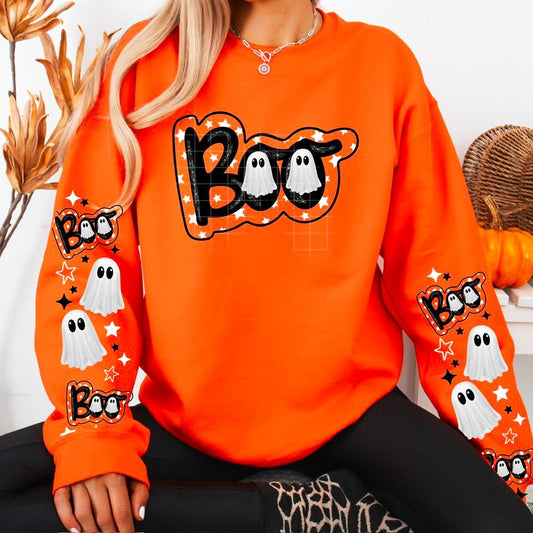 BOO ghost sleeve design sweatshirt