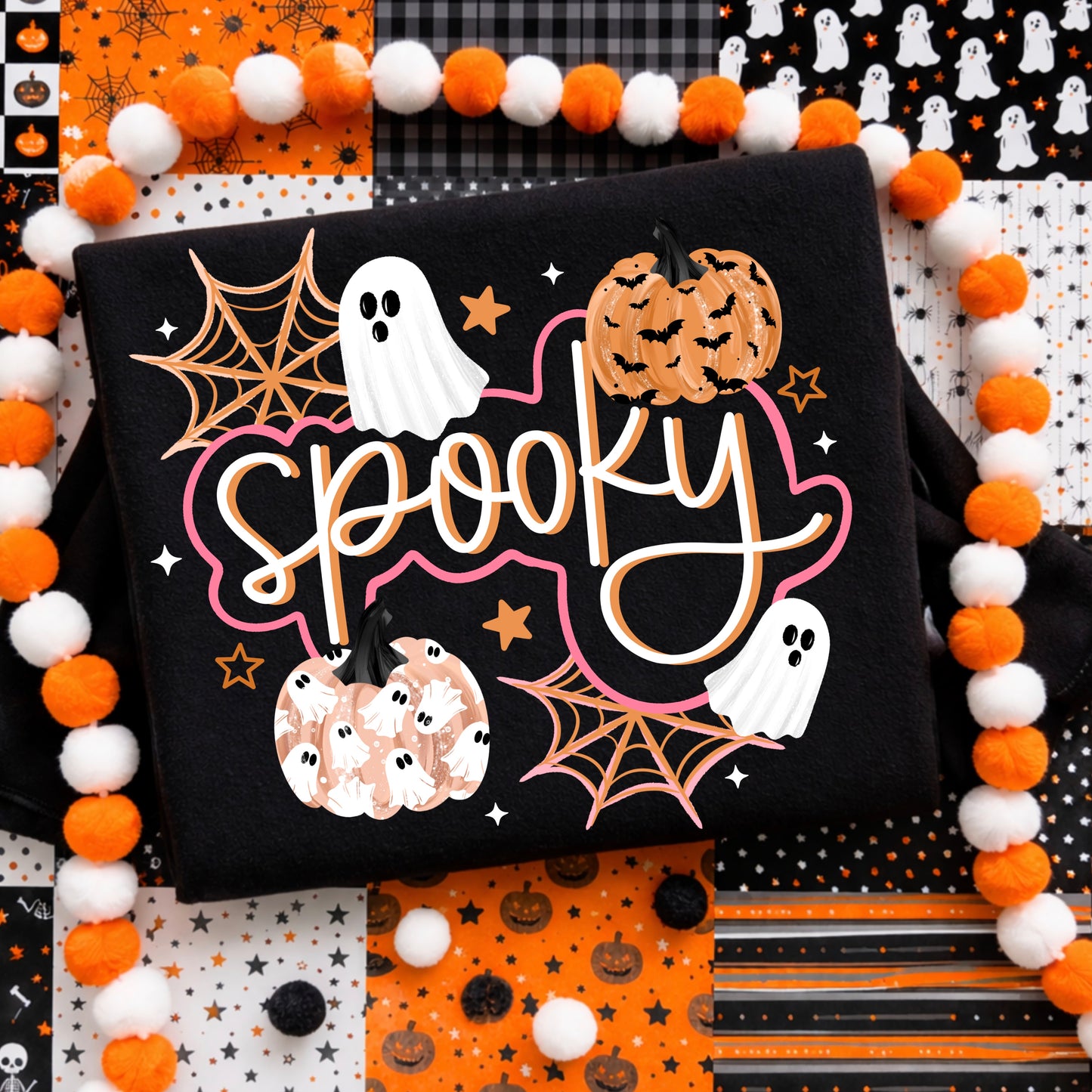 Bubble Spooky tee (Pink & orange)