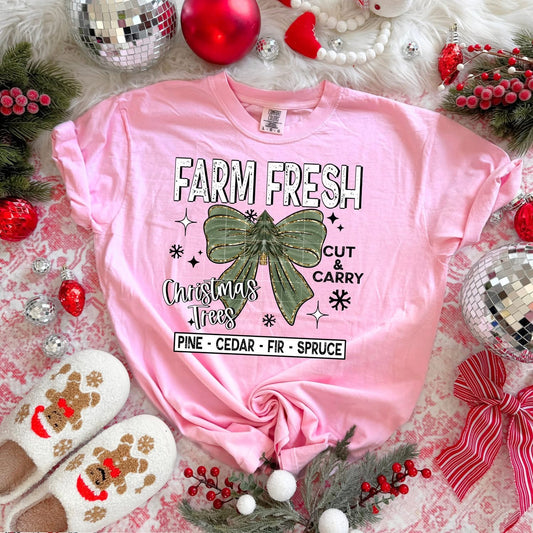 Christmas Trees Bow tee (Black Ink)