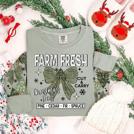 Christmas Trees Bow tee (White Ink)