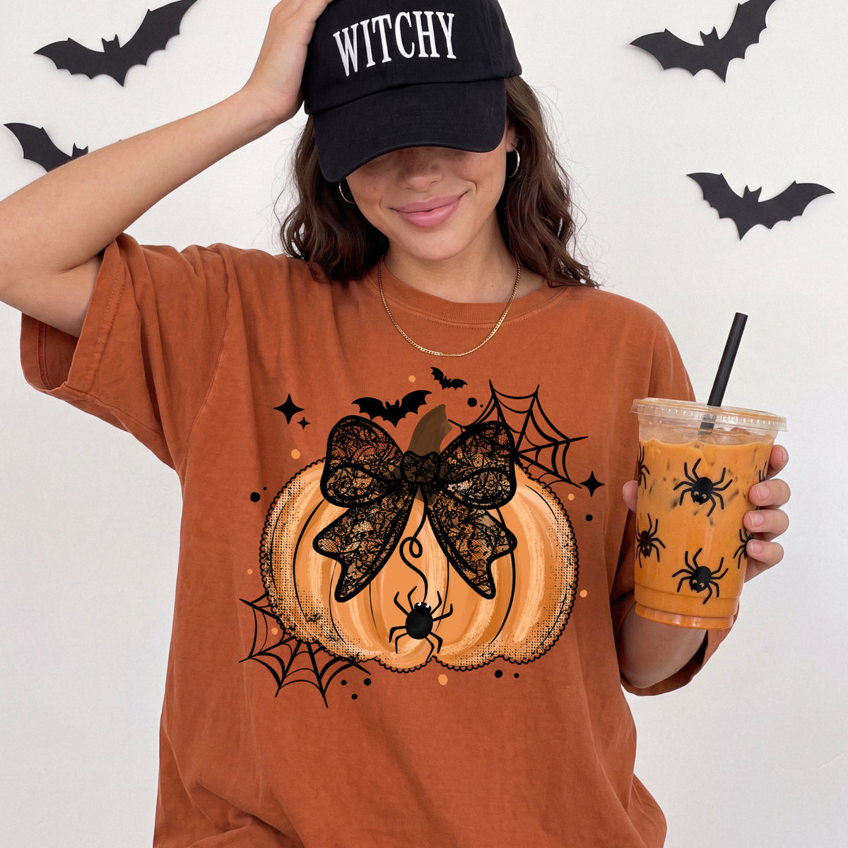 Lacey Spiderweb pumpkin tee