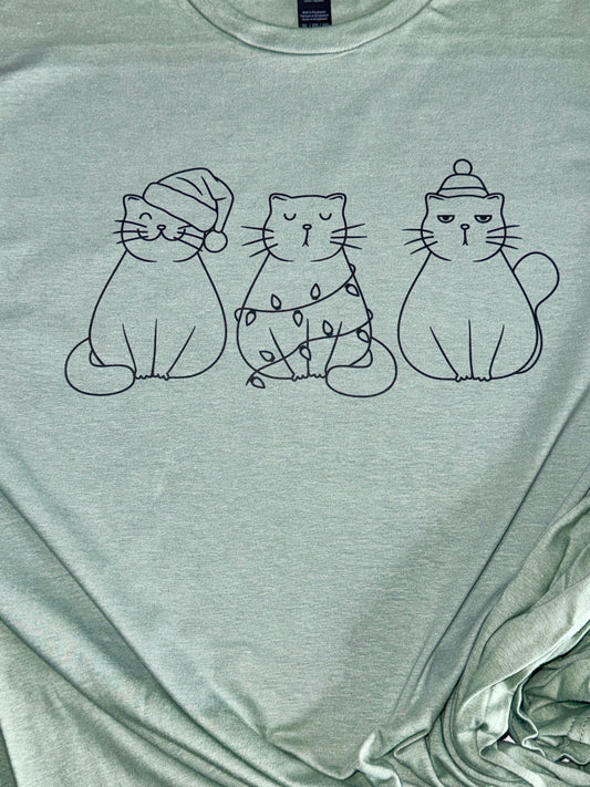 Christmas Cat Trio tee