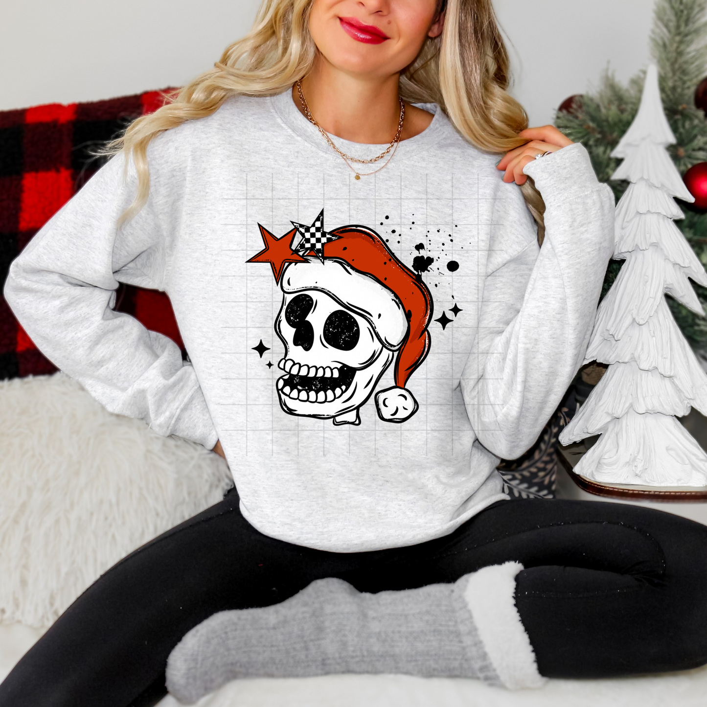 Santa Skull tee (black ink)