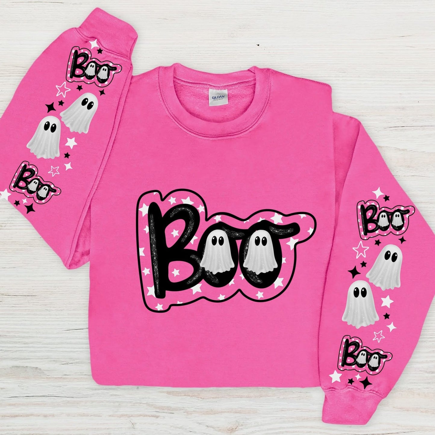 BOO ghost sleeve design sweatshirt