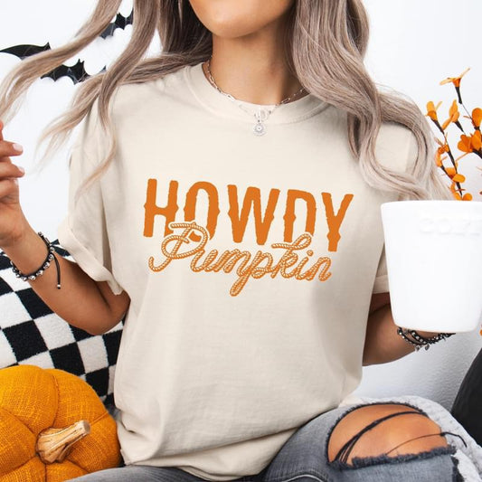 Howdy Pumpkin t-shirt (Orange Ink)