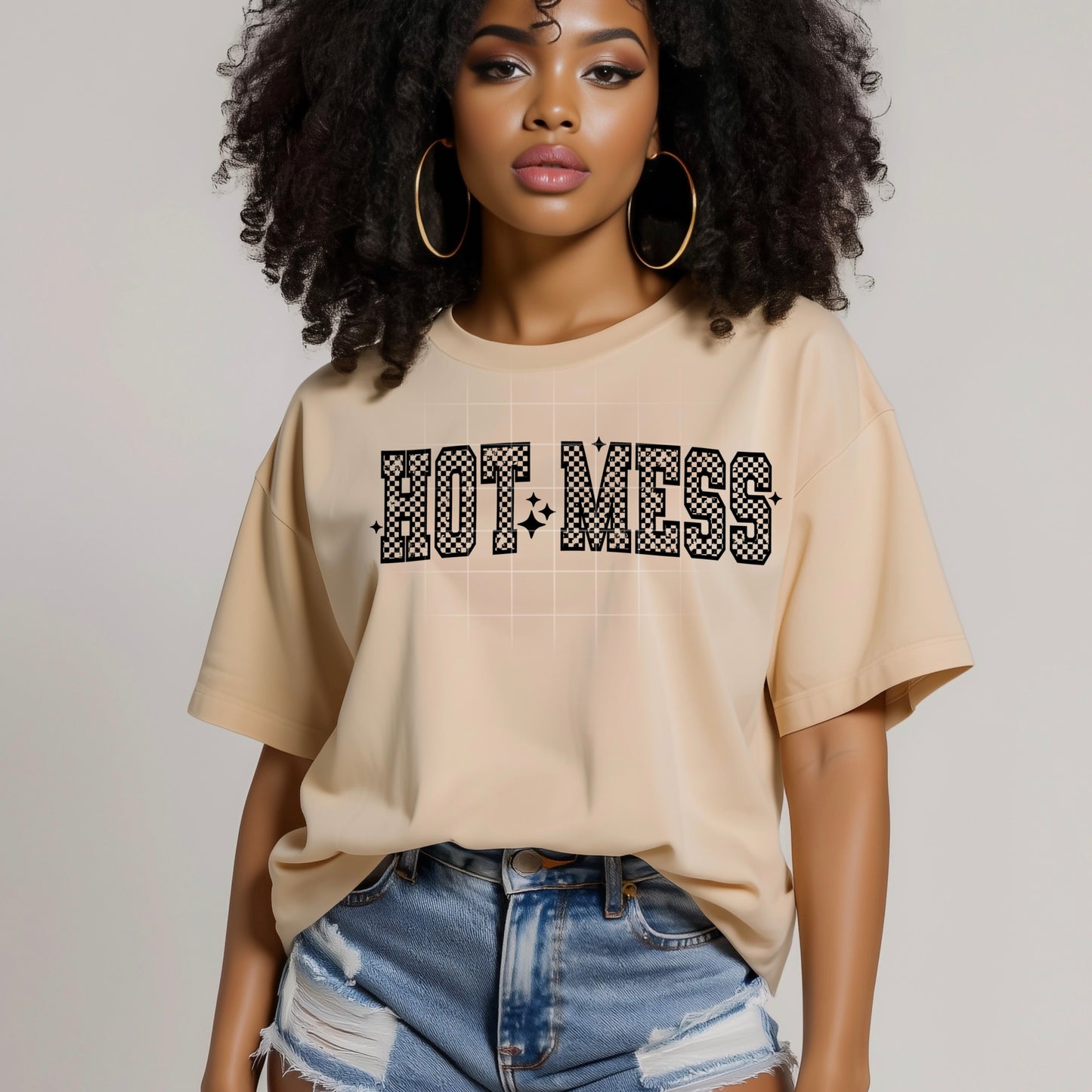 Hot Mess checker tee (Black Ink)