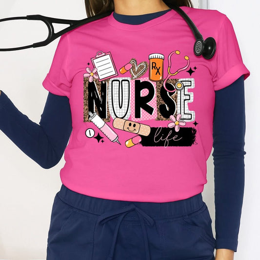 Nurse pink block tee