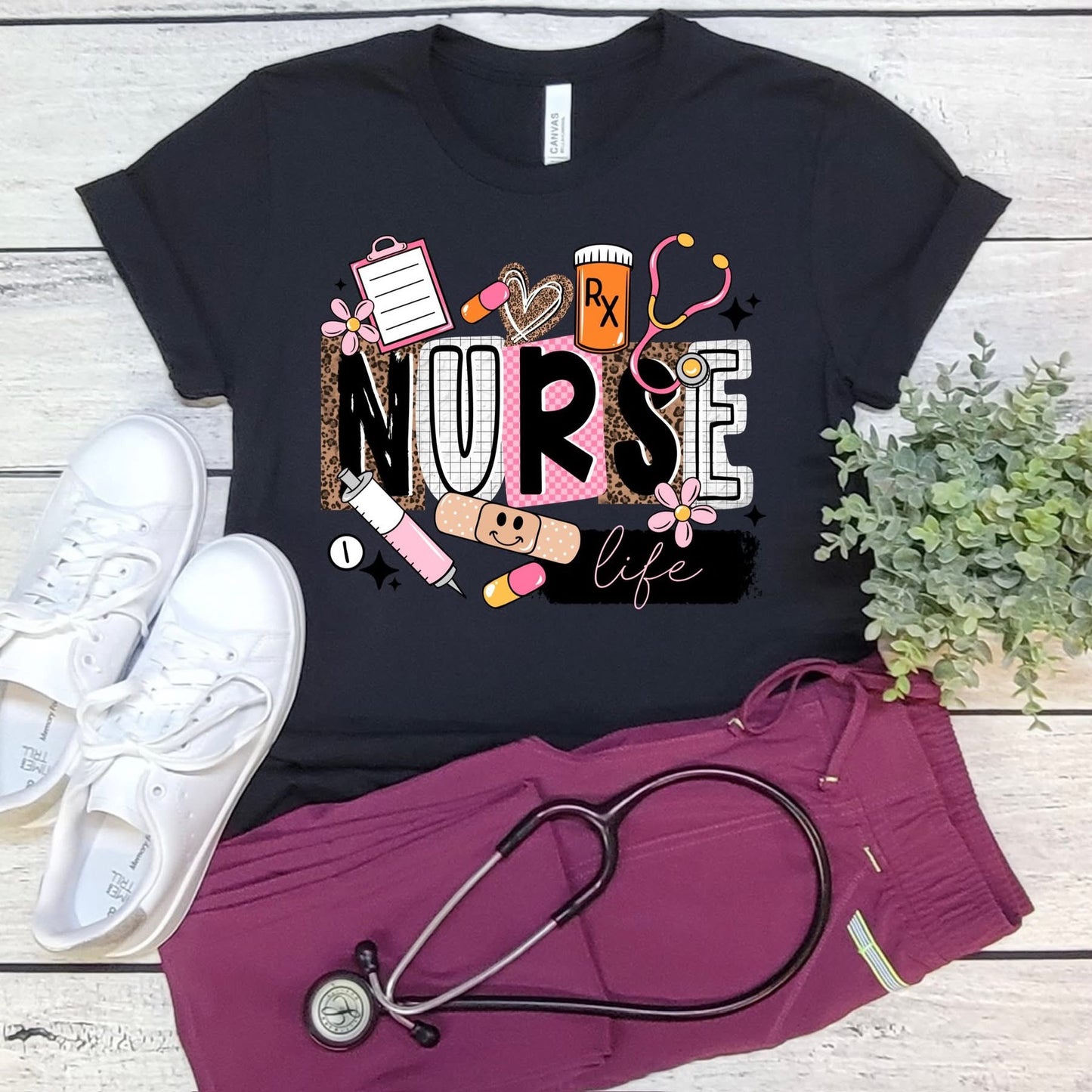 Nurse pink block tee
