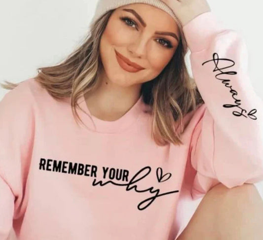 Remember Your Why - Always  sweatshirt with sleeve design