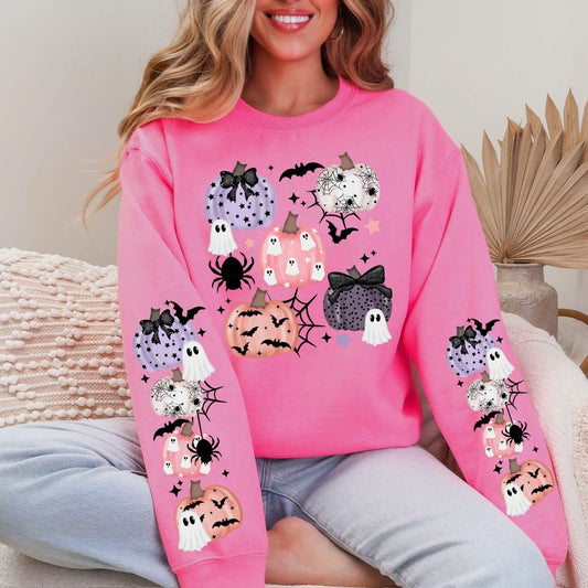 GLITTER Pumpkin Patch sleeve design sweatshirt