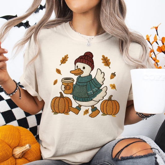 Faux Embroidery Autumn Duck tee