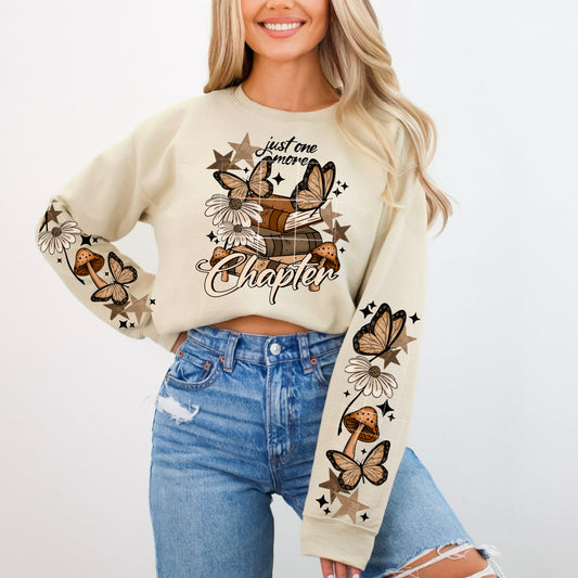 Cottage Core Just one more Chapter sweatshirt with sleeve designs