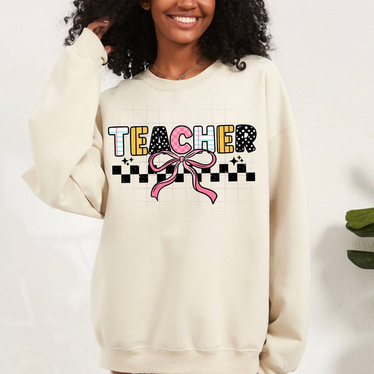 Teacher with bow tee