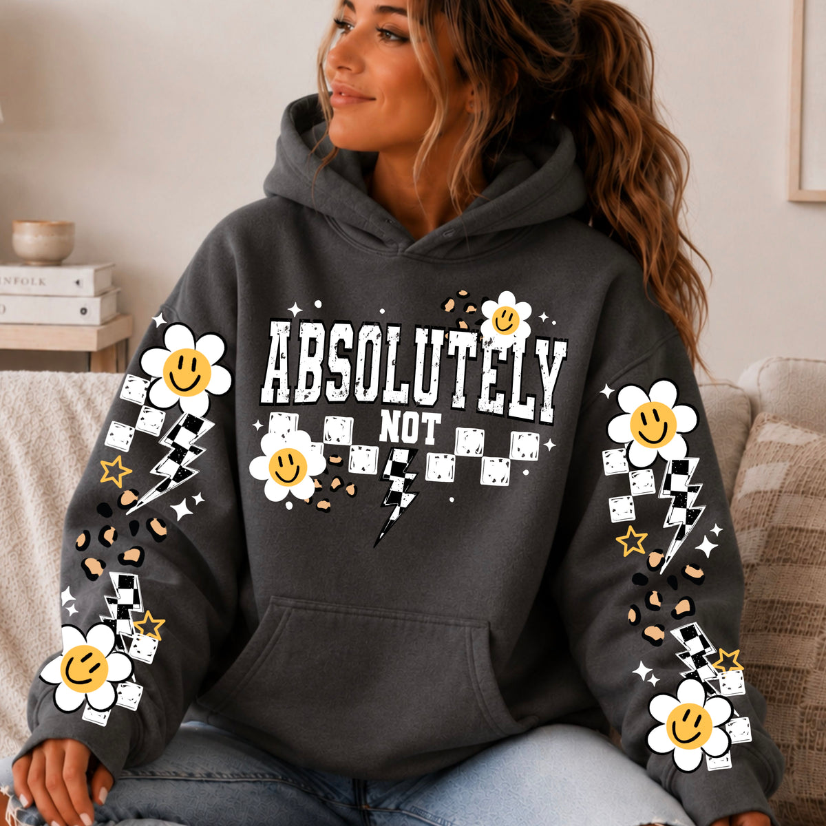 Absolutely Not sweatshirt with sleeve designs  (White Ink)