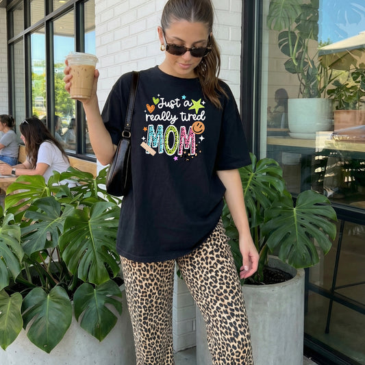 Just a really tired Mom tee (White Ink)