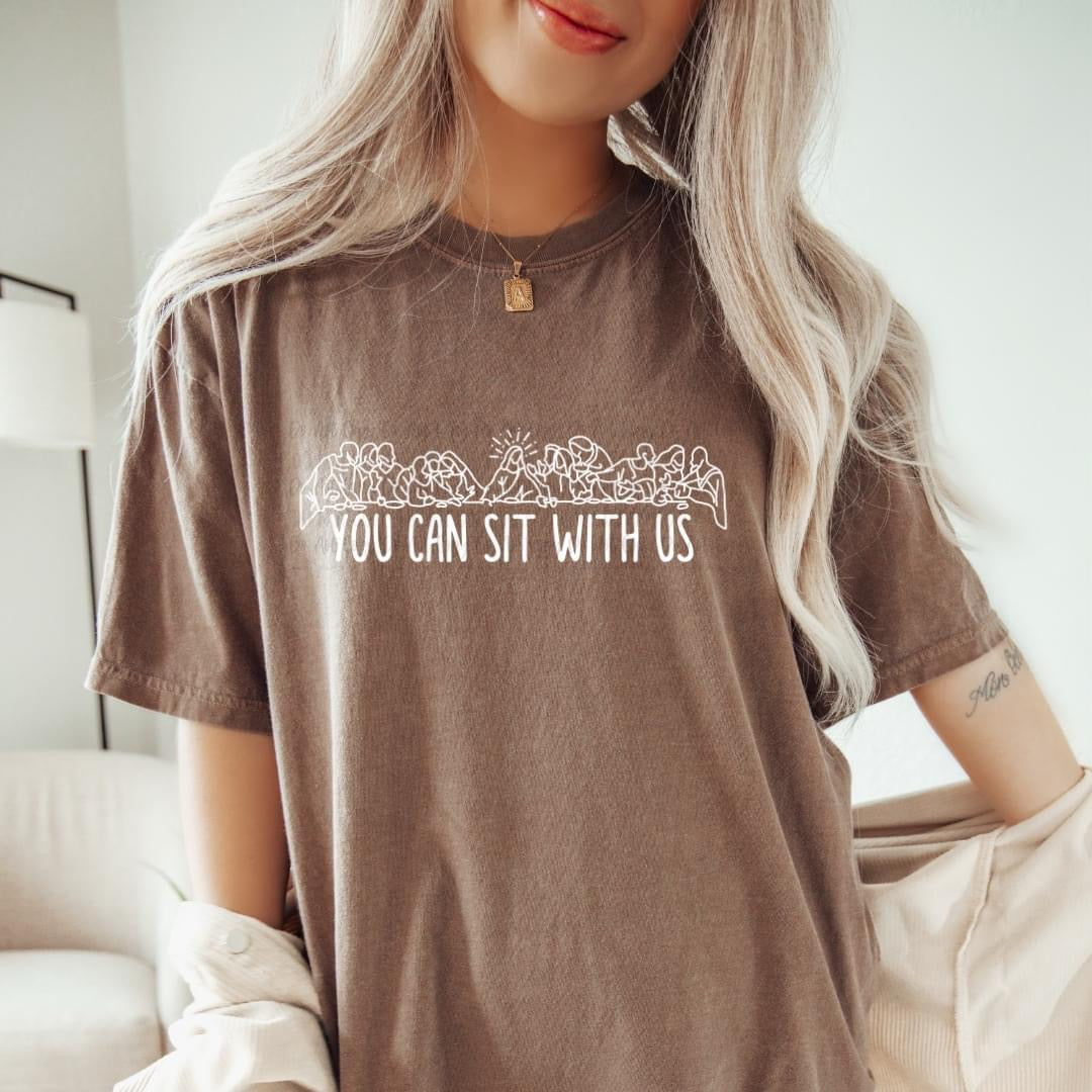 You Can Sit with US tee (White Ink)