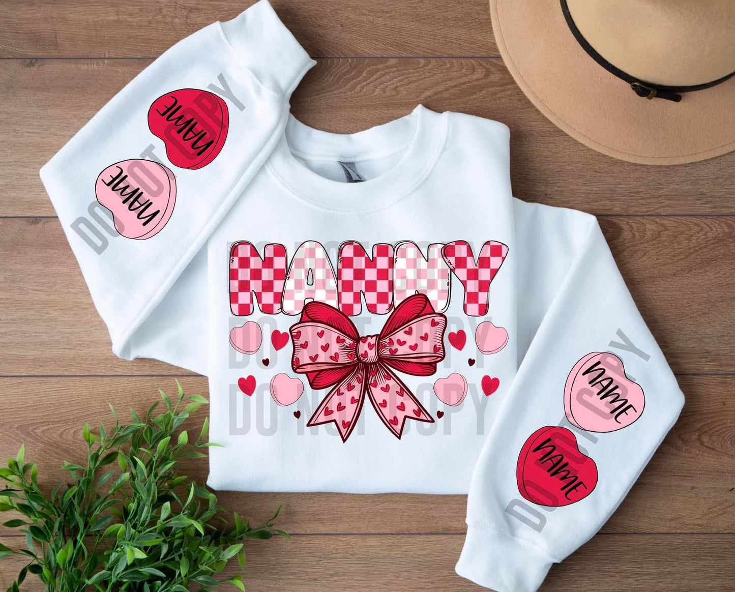 NANNY custom sweatshirt with names in RED & PINK