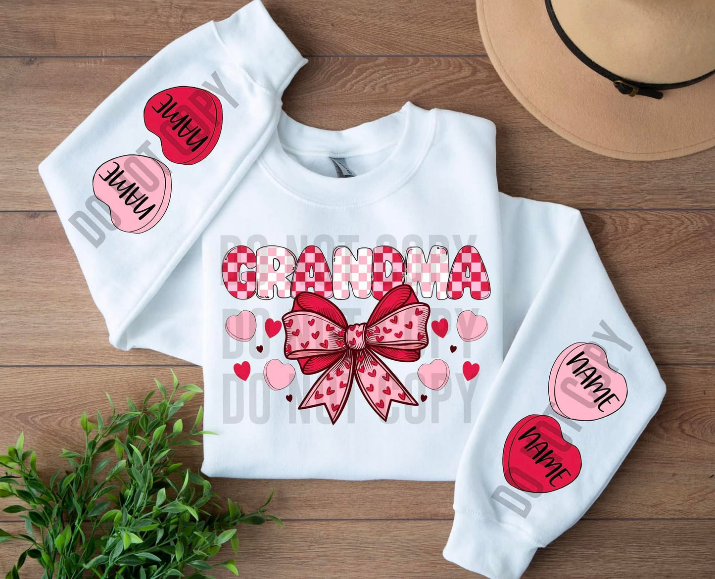 GRANDMA custom sweatshirt with names in RED & PINK