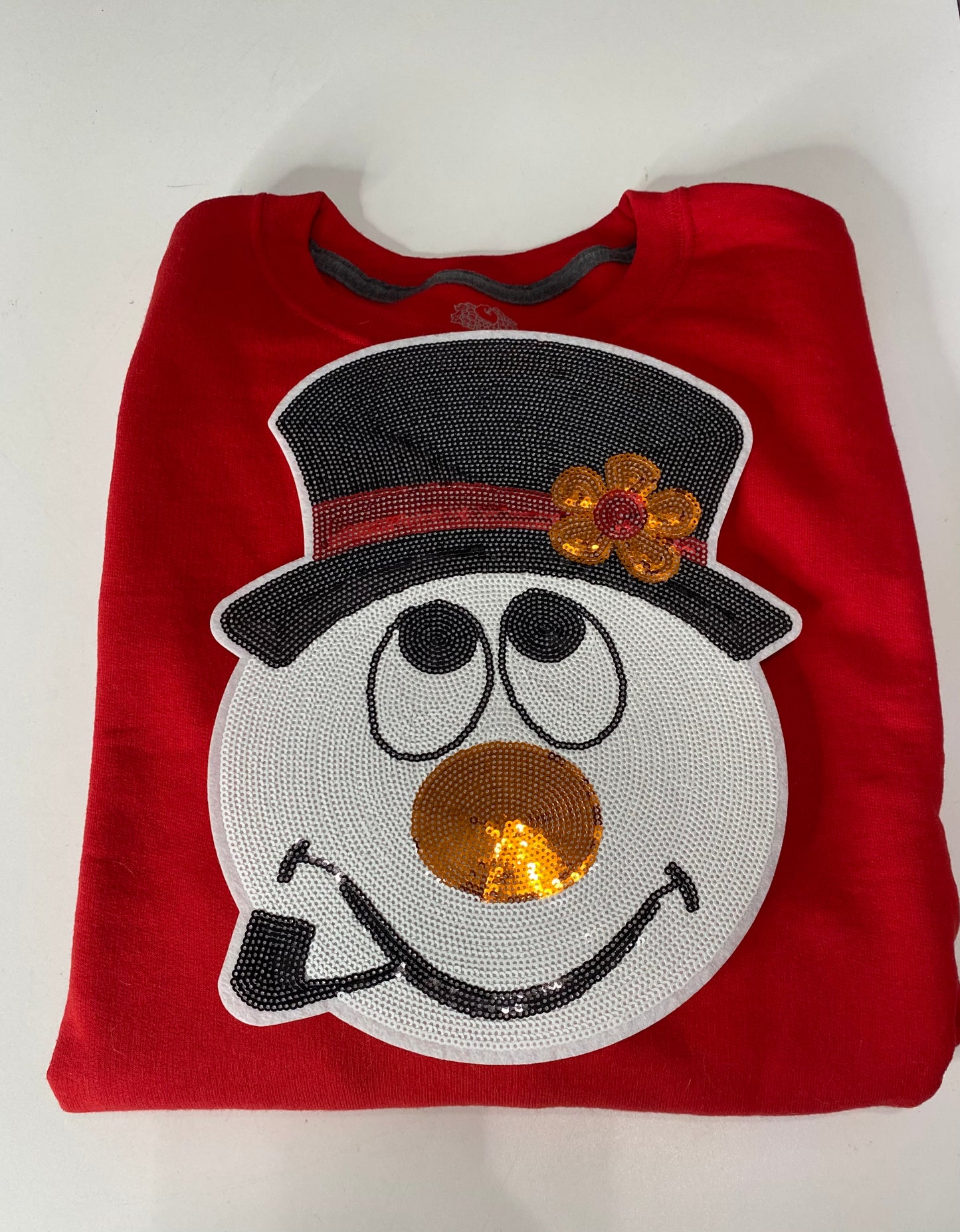 Snowman Sequin Patch Sweatshirt