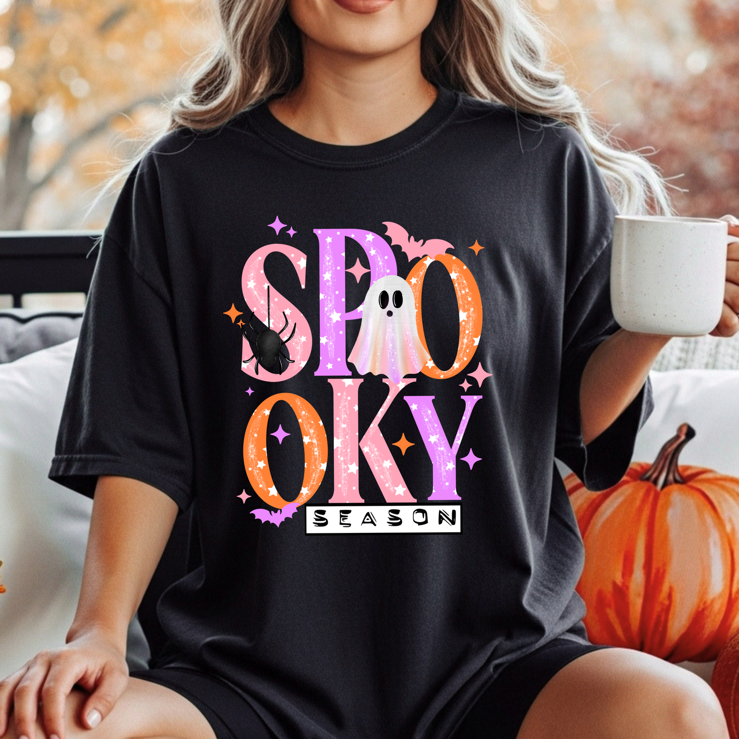 Spooky Season tee (Pink, purple, & orange)