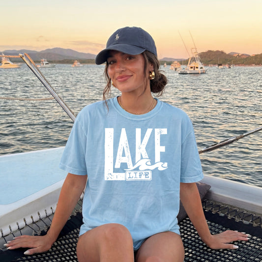 Lake Life tee (White Ink)